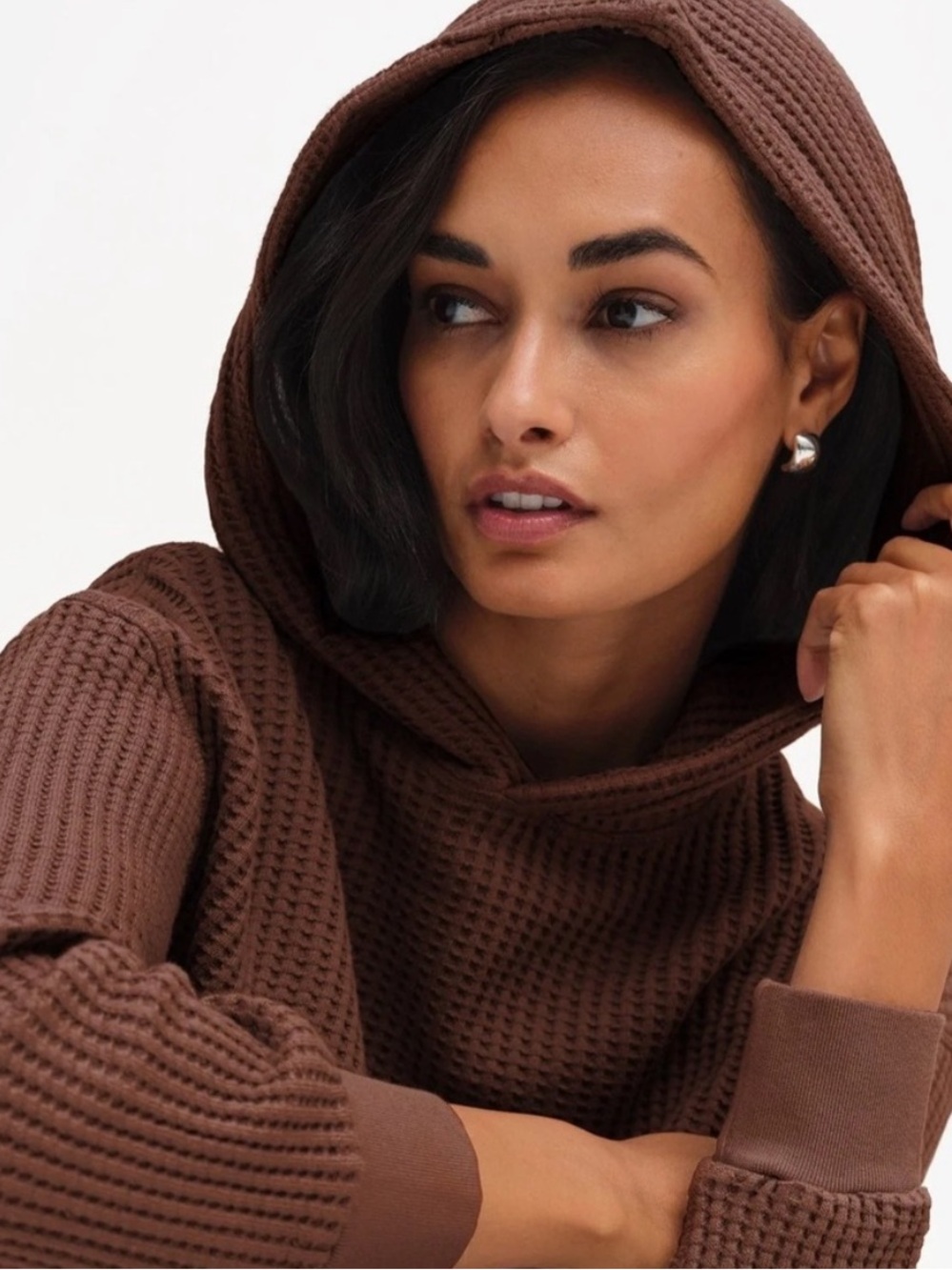 NWT Mate the label organic waffle relaxed hoodie in cinnamon size small